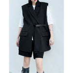 Women's Large Pocket Dropped Shoulder Sleeveless Blazer Vest