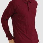 Men's solid color texture business casual POLO long-sleeved T-shirt