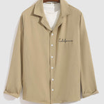 Men's Embroidered Monogram Cuban Collar Long Sleeve Shirt