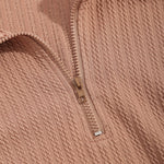 Men's Solid Color Braided Texture Casual Stand Collar Sweatshirt