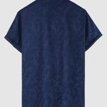 Men's Satin Craft Botanical Print Casual Short Sleeve Shirt