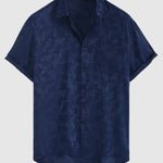 Men's Satin Craft Botanical Print Casual Short Sleeve Shirt