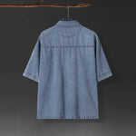 Denim Loose Button-Up T-Shirt
