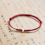 Buddha Stones 925 Sterling Silver Luck Bead Protection Red String Thin Cord Braided Bracelet