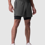Men's fake two-piece multi-pocket quick-drying sports shorts