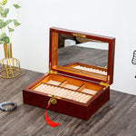 Buddha Stones Vintage Wooden Jewelry Box Two-Layer Solid Wood Jewelry Storage Box