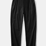 Long Sleeve Plaid Button Up Shirt & Elastic Waist Straight Leg Trousers