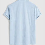 Men's casual textured Cuban collar short-sleeved shirt