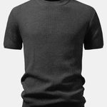 Ribbed Crew Neck Knit T-Shirt