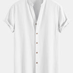 Crinkled Textured V Neck Shirt & Straight Leg Linen Pants