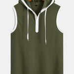 Contrast Waffle Half Open Hooded Vest