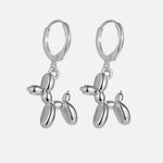 Gold Huggie Earrings with Mini Balloon Dog Charm
