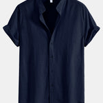 Stand Collar Linen Shirt