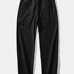 Muscle Fit Ribbed Button Up Shirt & Elastic Waist Straight Leg Trousers