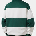 Relax Fit Los Angeles Print Color Block Polo Sweatshirt & Slit Hem Stripe Pants