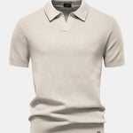 Pineapple Texture Knit V Neck Polo