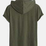 Short Sleeve Henley Hooded T-Shirt