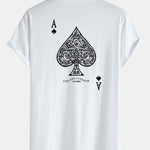 Ace Of Spades Print Cotton Arc Hem T-Shirt
