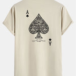 Ace Of Spades Print Cotton Arc Hem T-Shirt