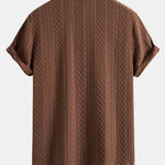 Geometry Rhombus Jacquard Button Up Shirt & Straight Leg Linen Pants