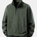 Quarter Zip Corduroy Raglan Sleeve Sweatshirt