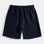 Relax Fit Geometric Jacquard V Neck Three Quarter Sleeve T-Shirt & Shorts