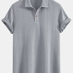 Rhombus Geometric Texture Knit Polo Shirt