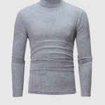 Men's Turtleneck Solid Color Lightweight Skin-Friendly Basic Pullover T-Shirt