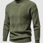 Men's solid color half turtleneck casual jacquard sweater