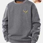Reindeer Print Teddy Fleece Lined Sweatshirt