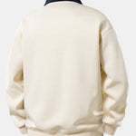 Relax Fit Ghost Drinking Coffee Print Contrast Polo Sweatshirt
