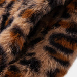 Faux Fur Leopard Notch Lapel Overcoat