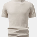 3 Pieces Ribbed Mock Neck Knit T-Shirt