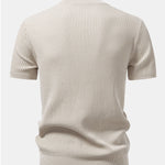 Ribbed Mock Neck Knit T-Shirt