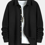 Long Sleeved Waffle Button Up Shirt & Drawstring Knitted Waffle Pants