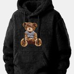 Bear Embroidered Patch Teddy Hoodie