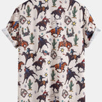Cowboy Print Button Up Shirt &  Drawstring Swim Shorts