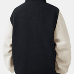 Teddy Fleece Contrast Baseball Jacket
