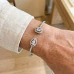 Two Stone Gold Open Cuff Bracelet