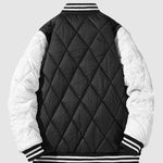 Men's Patchwork Diamond Check Jacquard Stand Collar Puffer Padded Coat