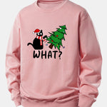 Christmas Naughty Cat Print Relax Fit Sweatshirt