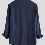 Men's Minimalist  Half Button Pullover Long Sleeves Casual Shirt