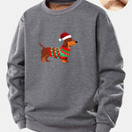 Christmas Dachshund Print Teddy Fleece Lined Sweatshirt