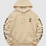Men's Rose Letter Kangaroo Pocket Pullover Hoodie