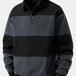Contrast Corduroy Polo Sweatshirt & Corduroy Jogger Pants