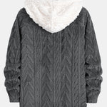 Contrast Geometric Jacquard Teddy Hooded Shirt