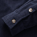 Contrast Corduroy Hooded Overshirt With Pockets