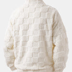 Chessboard Jacquard Teddy Quarter Zip Sweatshirt