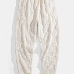 Relax Fit Checkerboard Kangaroo Pocket Teddy Hoodie & Jogger Pants