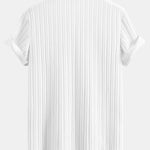 Textured Stand Collar Shirt & Stripe Print Swim Shorts